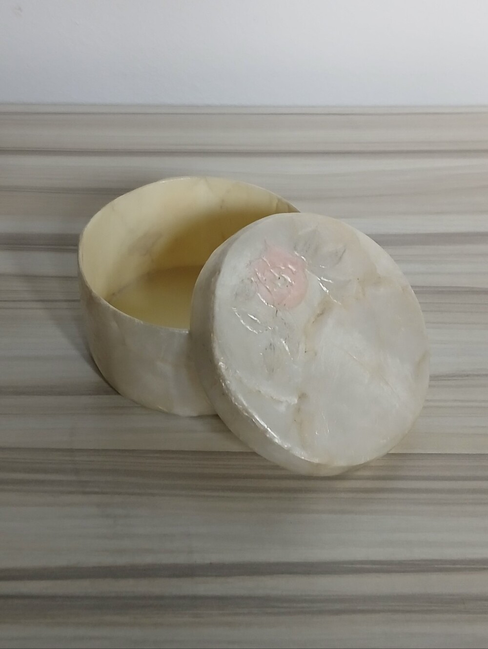 Vintage Capiz Shell Round Trinket Box Lidded Keepsake Box Philippines